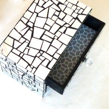 Custom Made Mirror Mosaic Jewelry Box - 2 Drawers