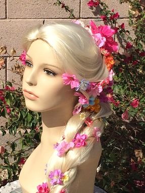 Custom Made Rapunzel Tangled Braided Long Blonde Flower Custom Wig Costume