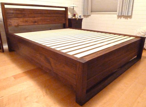 Custom Made Walnut Queen Storage Bed