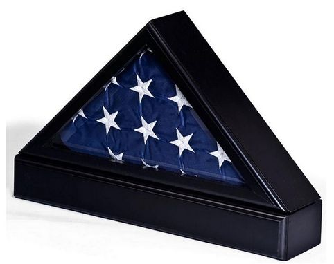 Custom Made Flag Case With Base For Tabletop Or Wall Mounting - Black