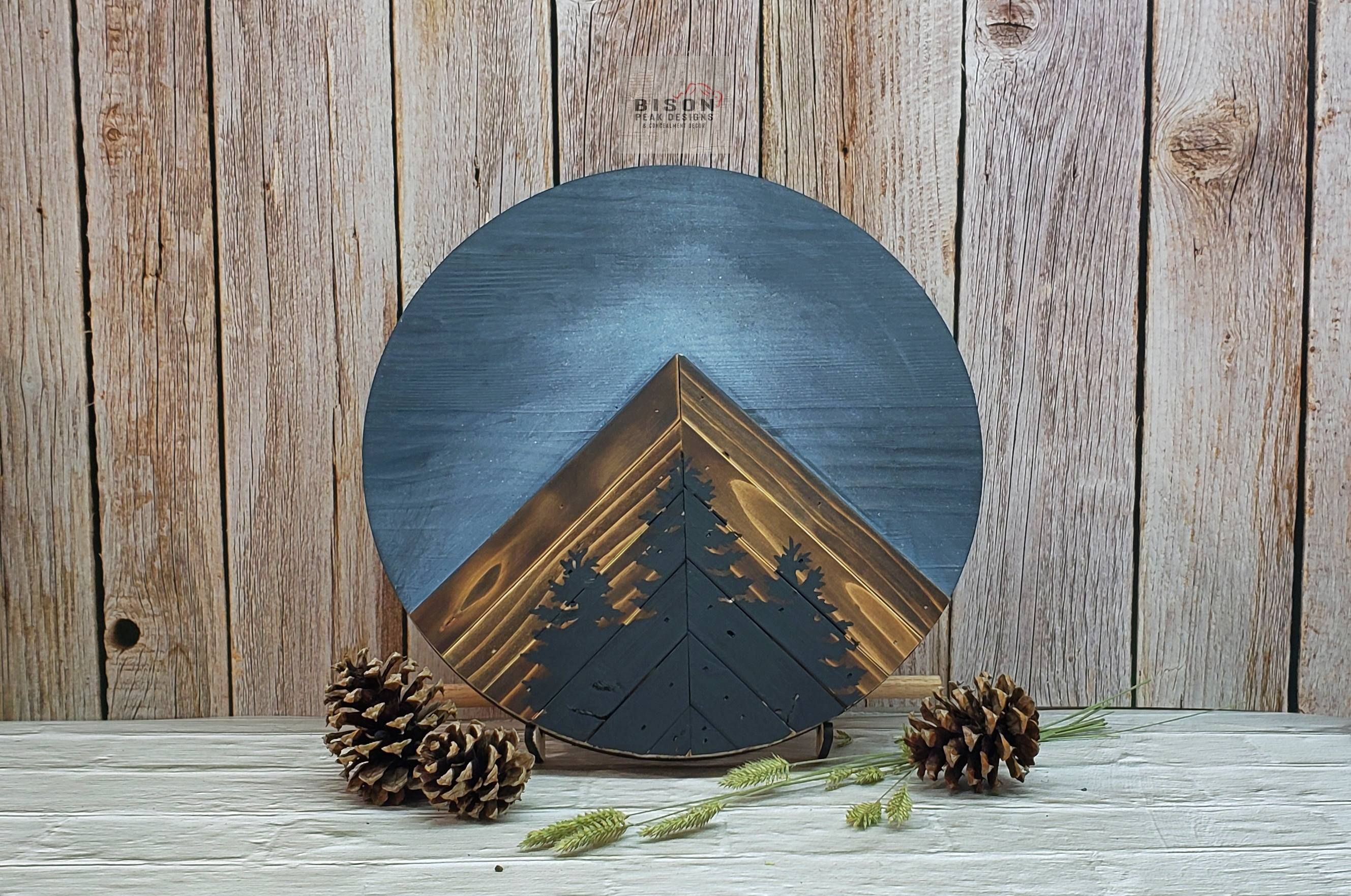 Buy Custom Made 12in Round Rustic Mountain Wall Art. Wall Hanging Decor For  The Home. Handmade Gifts., made to order from Bison Peak Designs