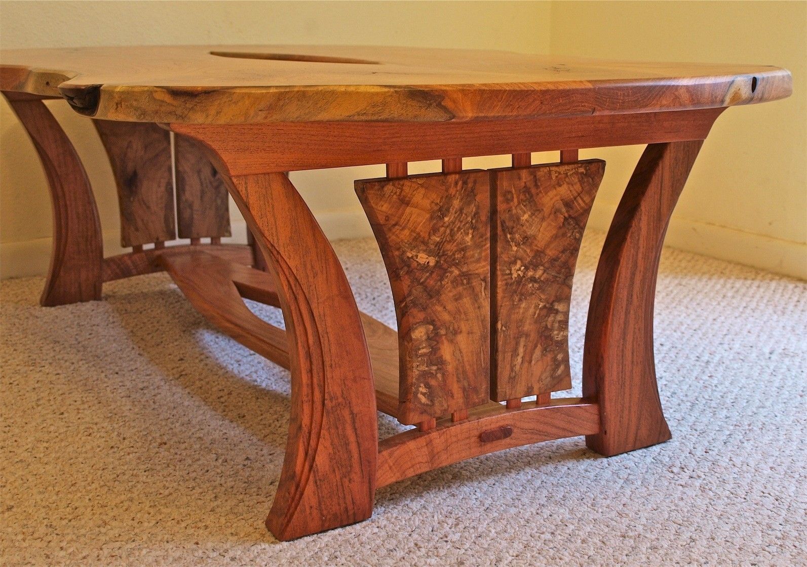 Custom Live Edge Mesquite Coffee Table by Louis Fry Craftsman In Wood