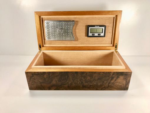 Custom Made Desk Top Humidor- Quilted Maple And Walnut Burl