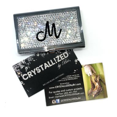 Custom Made Personalized Crystallized Custom Business Card Holder Genuine European Crystals Bedazzled