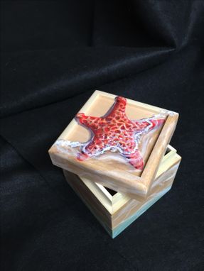 Custom Made Red Sea Star Hand Painted Small Box