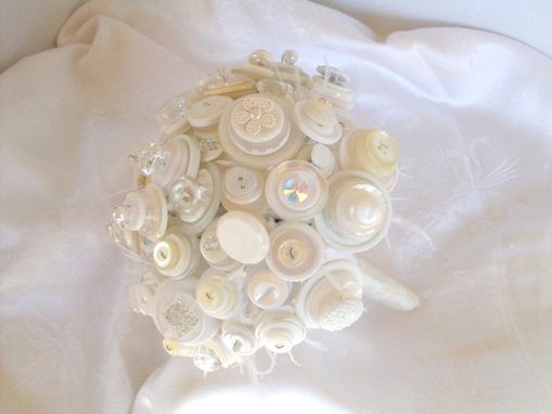Custom Made Winter White Button Bridal Bouquet