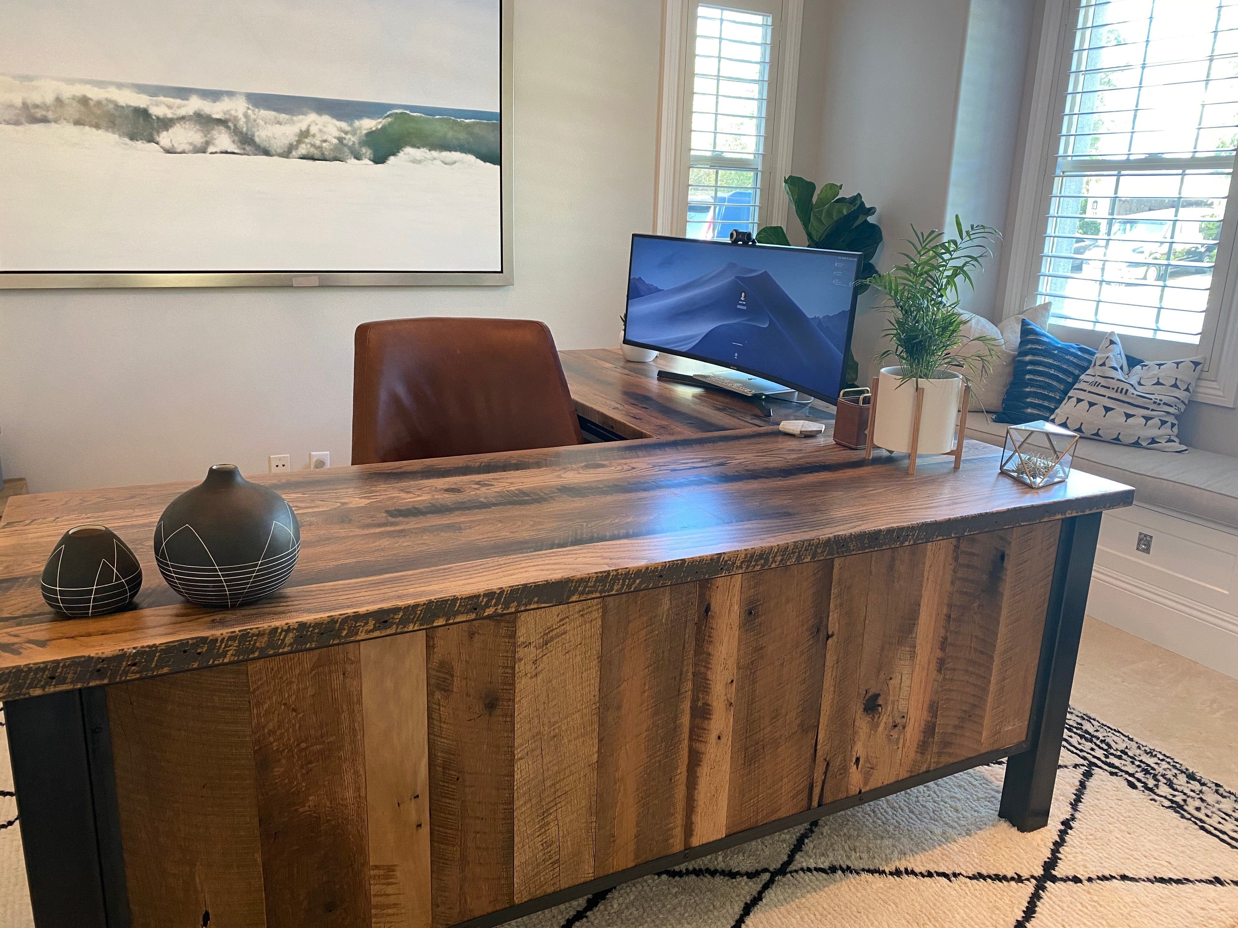 Rustic wood office desk