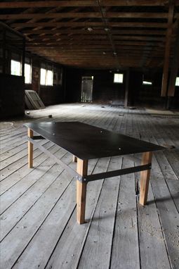 Custom Made Reverse Reclaimed Wood And Steel Coffee Table