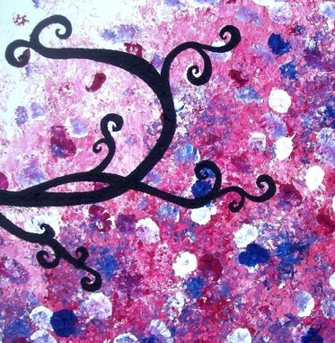 Custom Made Abstract Purple Tree, Original Textured Landscape Painting By Lafferty - 24 X 54 Sale 22% Off