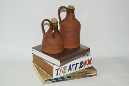 Custom Made Wheel Hand Pulled, Red Clay, Glazed Top, Decorative, Breathable, 2 Jugs W Corks