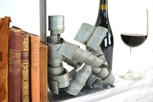 Custom Made Wine Barrel Bookends - Relaxing With A Good Book - Made From Retired Ca Wine Barrel Rings