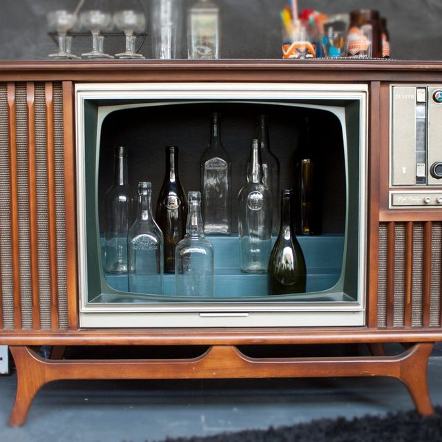 hand made vintage tv television cocktail bar cabinetwhisky