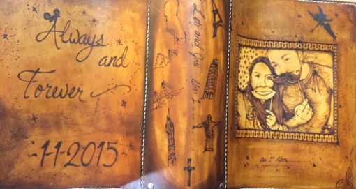Custom Made Leather Wedding Album/Guest Book Cover With Branded Portrait