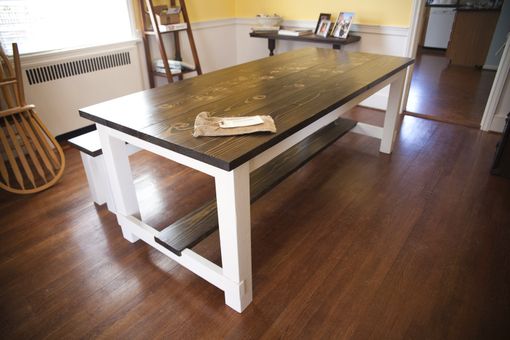Custom Made Farmhouse Table With Stretchers