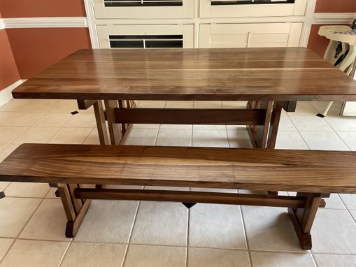 Custom Made Walnut Table And Benches