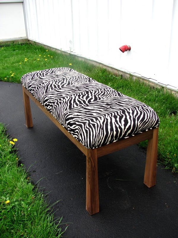 Hand Made Upholstered Walnut Zebra Bench by Eternal Furniture & Design