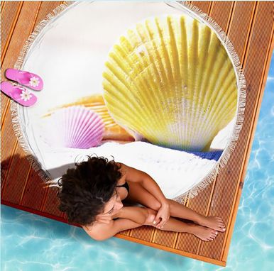 Custom Made Summer Beach Towel Vacation Pool Beach Blanket Shell Theme Towel