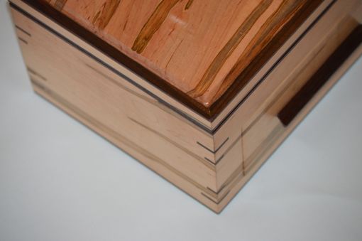 Custom Made Rosewood And Ambrosia Maple Jewelry And/Or Watch Box Valet With Drawer And Lid