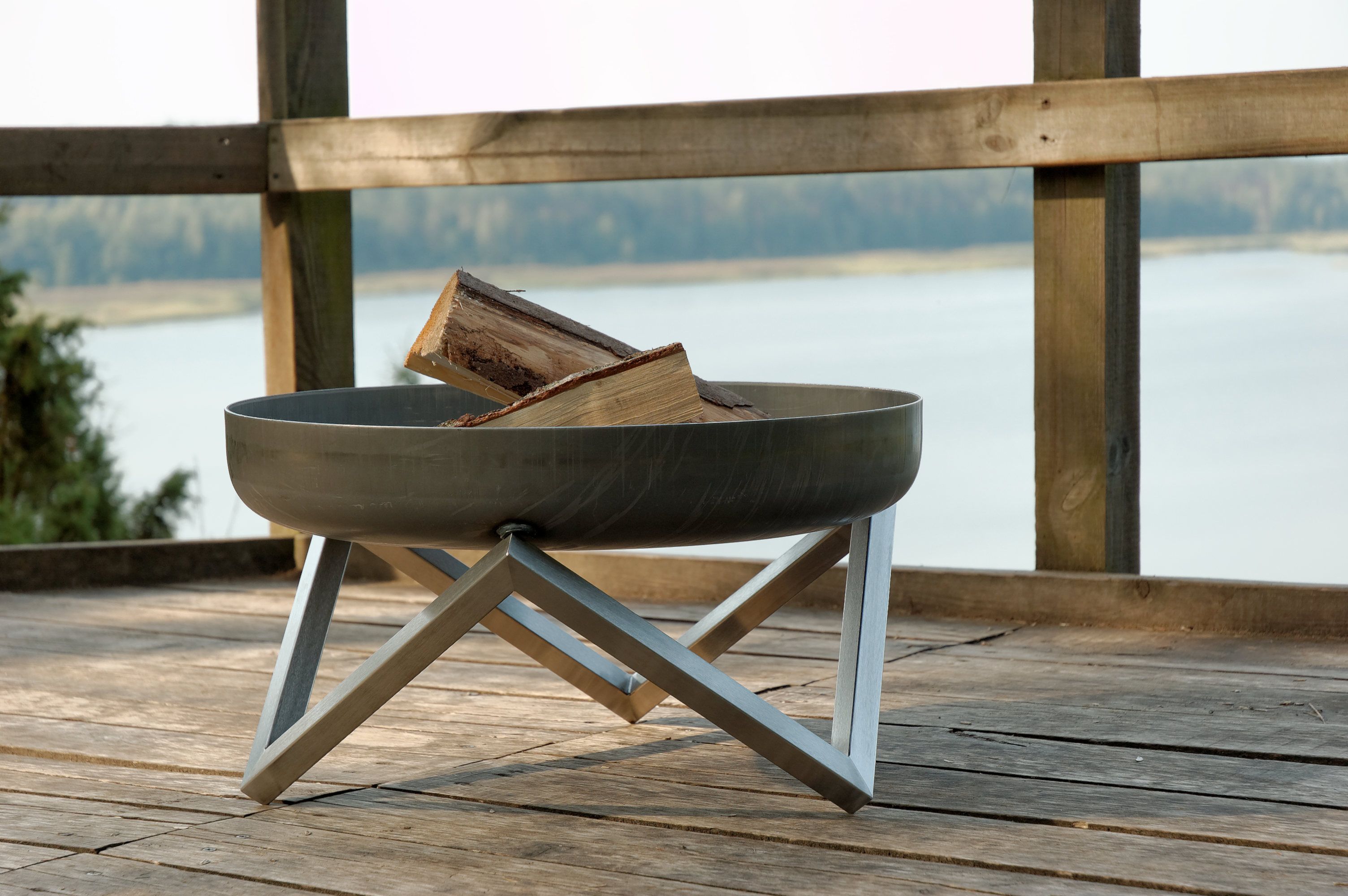 Buy Hand Crafted Rust & Stainless Steel Modern Outdoor Patio Fire Pit