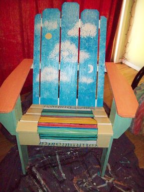 Custom Made Wood Adorondack Chair, Handpainted