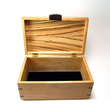 Hand Made Cherry And Zebrawood Keepsake   Jewelry Box By Subterranean 