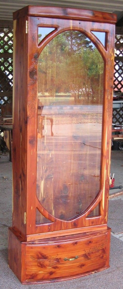 Hand Made Bow Front Solid Aromatic Red Cedar Gun Cabinet With