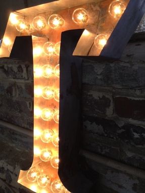Custom Made Metal Letter Sign Light Fixture Rust Industrial For One 20" Tall Letter