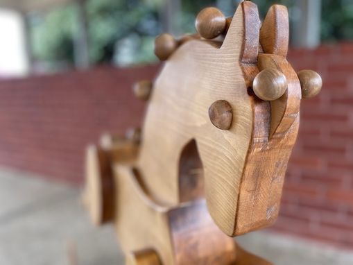 Custom Made Handcrafted Wood Rocking Horse / Golden Oak