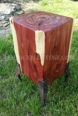 Custom Made Geometric Side Table, Cube Table, Log Table, Wooden End Table