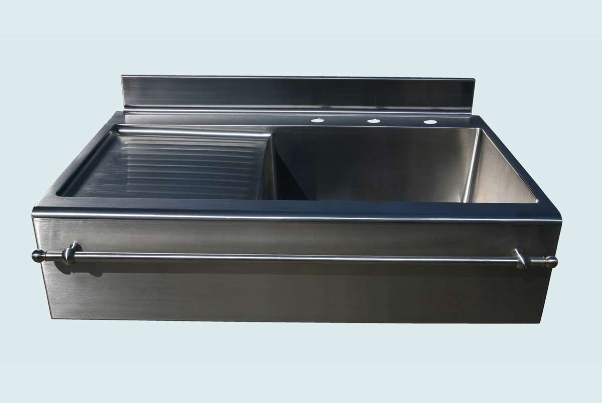 Hand Crafted Stainless Sink With Drainboard & Towel Bar by Handcrafted