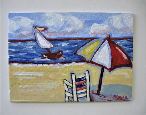 Custom Made Original Impressionist Sailboat Acrylic Painting, 7" X 5"