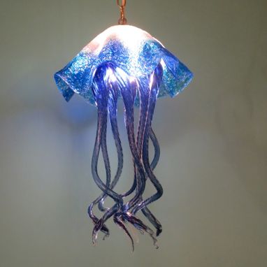 Custom Made Blown Glass Chandelier Jellyfish Light - Art Glass Lighting - Chandelier - Lighting