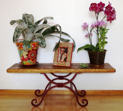 Custom Made Rustic Wood & Iron Accent Table/Bench By Rustic Furniture Hut