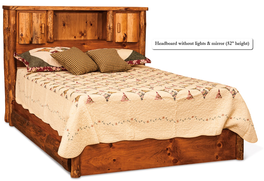 Buy Custom American Made Rustic Pine Log Bed With Bookcase Headboard