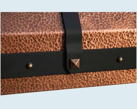 Custom Made Copper Range Hood With Black Steel Straps