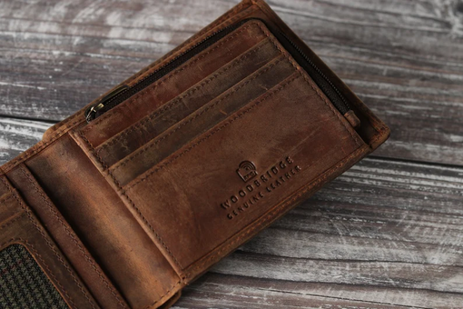 Custom Made Mens Wallet,Bifold Brown Leather Wallet,Personalised Rustic Vintage Look Wallet
