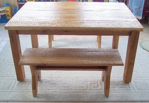 Custom Made Rustic Oak Table And Benches