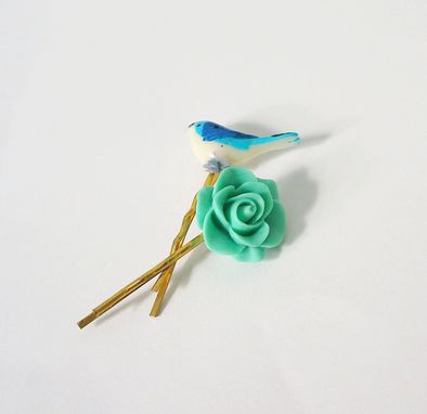Custom Made Resin Hair Pins In Blue And Teal