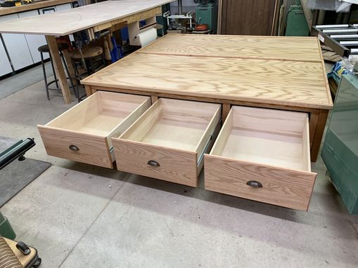 Custom Made Oak Twin Beds Used As A King Bed