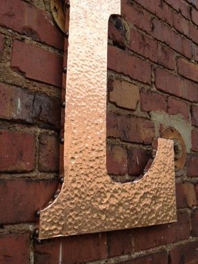 Custom Made Metal Letter Sign Hand Hammered Copper Plated 18 Inch Tall