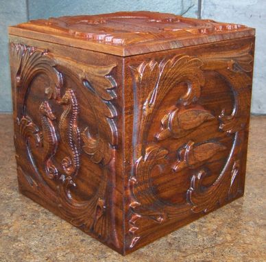 Custom Made Carved Wooden Urn