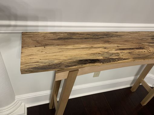 Custom Made Live Edged Console Table In Maple And Oak.