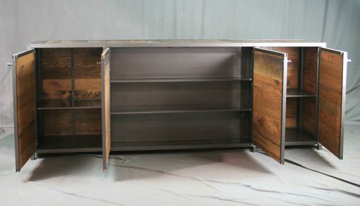 Custom Made Vintage Modern Tv Lift Cabinet. Electronic Media Console With Lift. Rustic Entertainment Center.