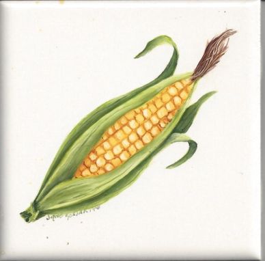 Custom Made 4x4 Corn Ceramic Tile.