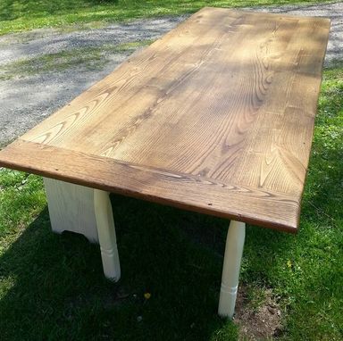 Custom Made Reclaimed Oak Farmhouse Table & Bench