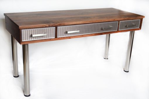 Custom Made Walnut Desk In Mid Century Modern Style