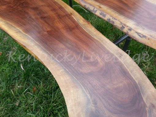Custom Made Wood And Metal Coffee Table, Industrial Coffee Table, Live Edge Coffee Table, Walnut Coffee Table
