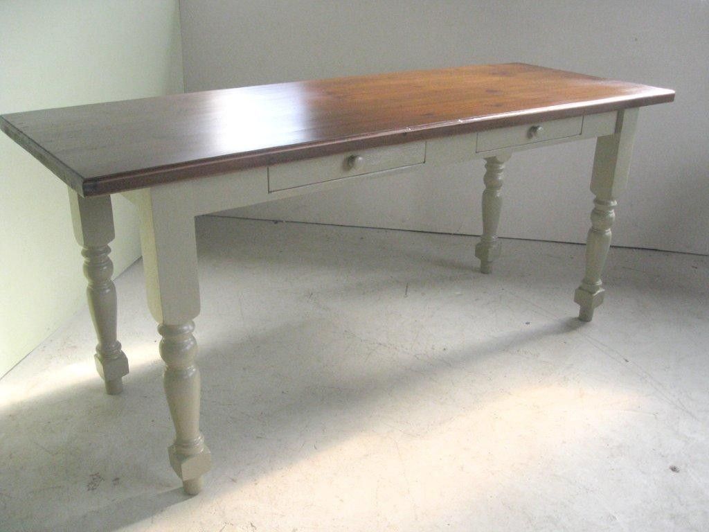 Hand Made Coastal Style Kitchen Table With White Legs By