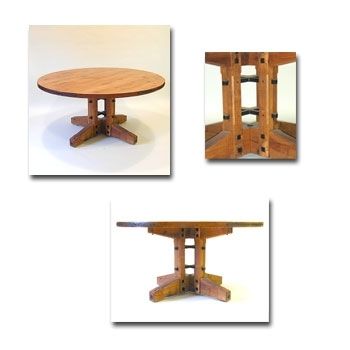 Hand Crafted Mountain Mission Round, Round Mission Style Dining Table