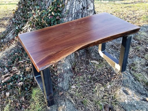 Custom Made Walnut Coffee Table- Live Edge Table- Dark Wooden Coffee Table- U Shape Legs- Modern